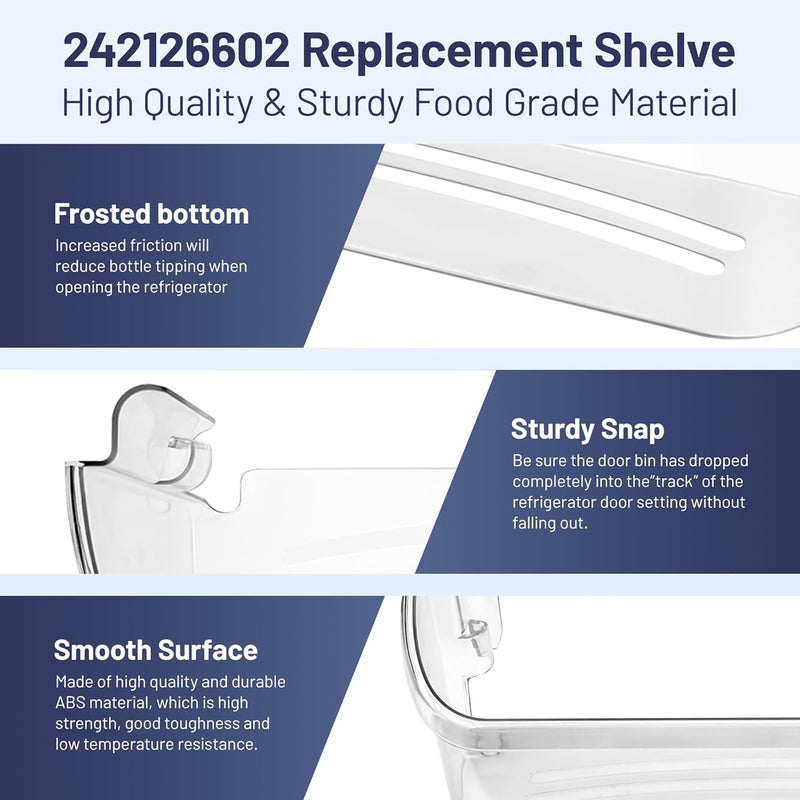 Fetechmate 242126602 Refrigerator Door Bin Shelf Replacement for Frigi-daire Refrigerator Bottom Side Door Shelf Bin 2 Shelves, Refrigerator Door Bin Replace FFSS2625TS0 LFSS2612TF0-2 Pack - Image 4